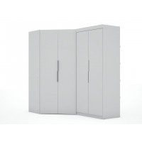 Manhattan Comfort 117GMC1 Mulberry 3.0 Sectional Modern Corner Wardrobe Closet with 2 Drawers - Set of 2 in White